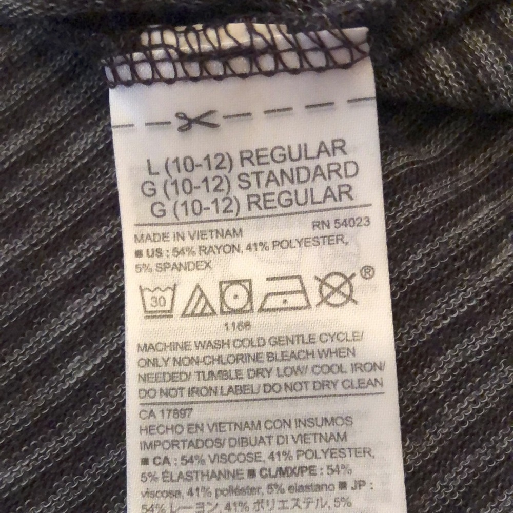 Old Navy Sleeveless Tank Black Gray Stripe Size Large 10 12 High Low Hemline - Picture 9 of 12